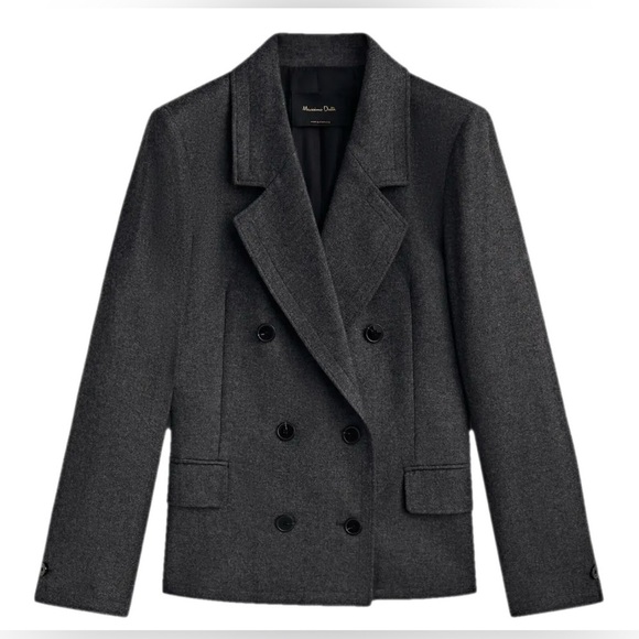 Massimo Dutti Grey Wool Blazer Coat • 36/4 • NWT